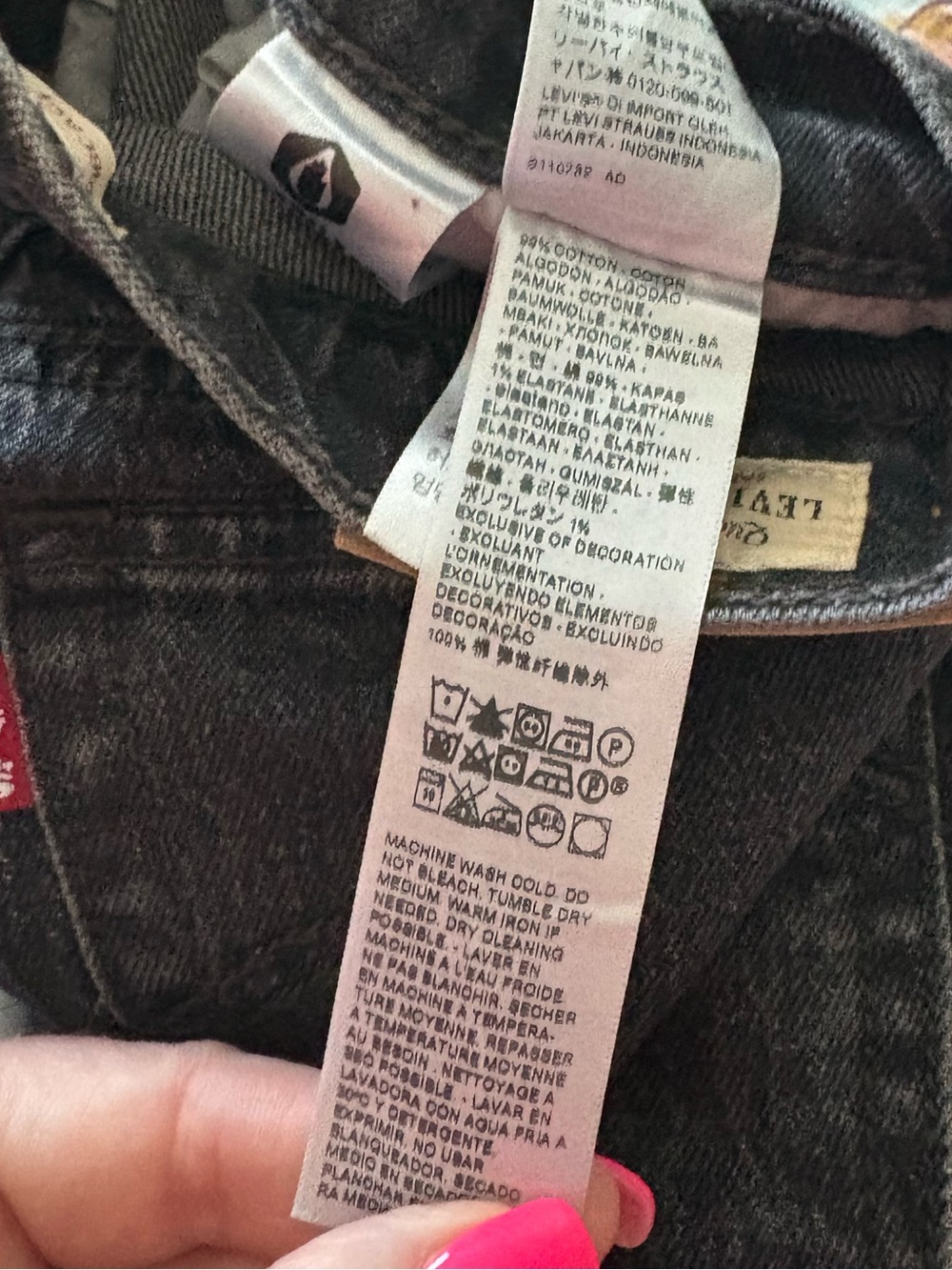 Levi's Premium Ribcage Straight Ankle Jeans 25 Black Wash Button Fly High Rise - Picture 5 of 7